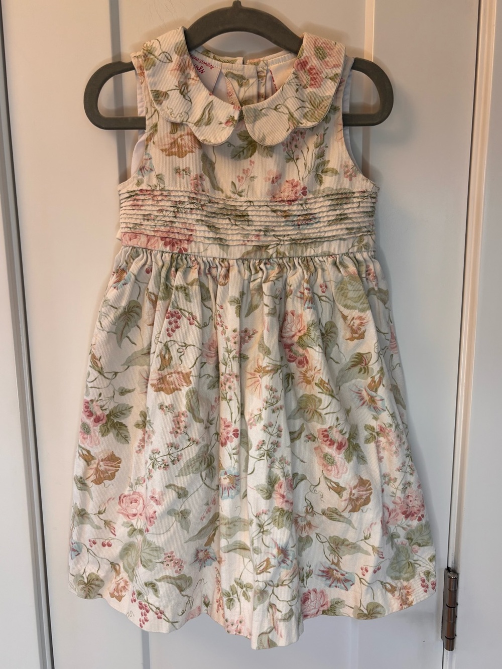Vintage Laura Ashley Toddler Girls Calico Floral Ruffle Tie Back Dress 2T Spring